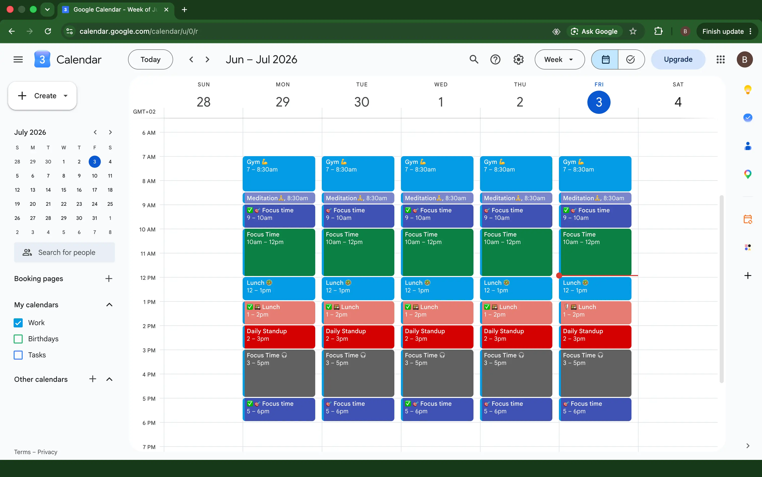 Google Calendar Wochenansicht