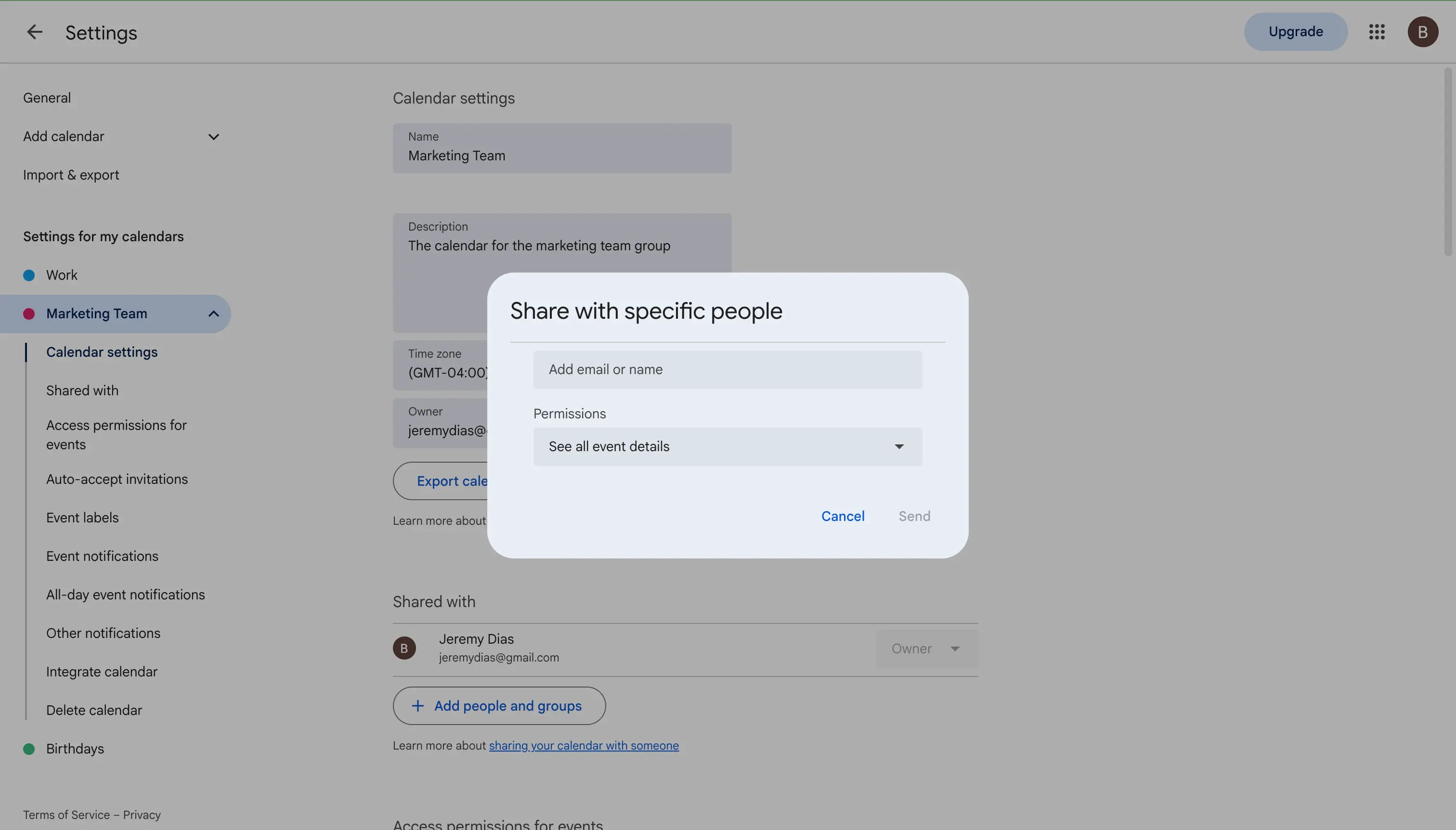Haz clic en Añadir personas y grupos