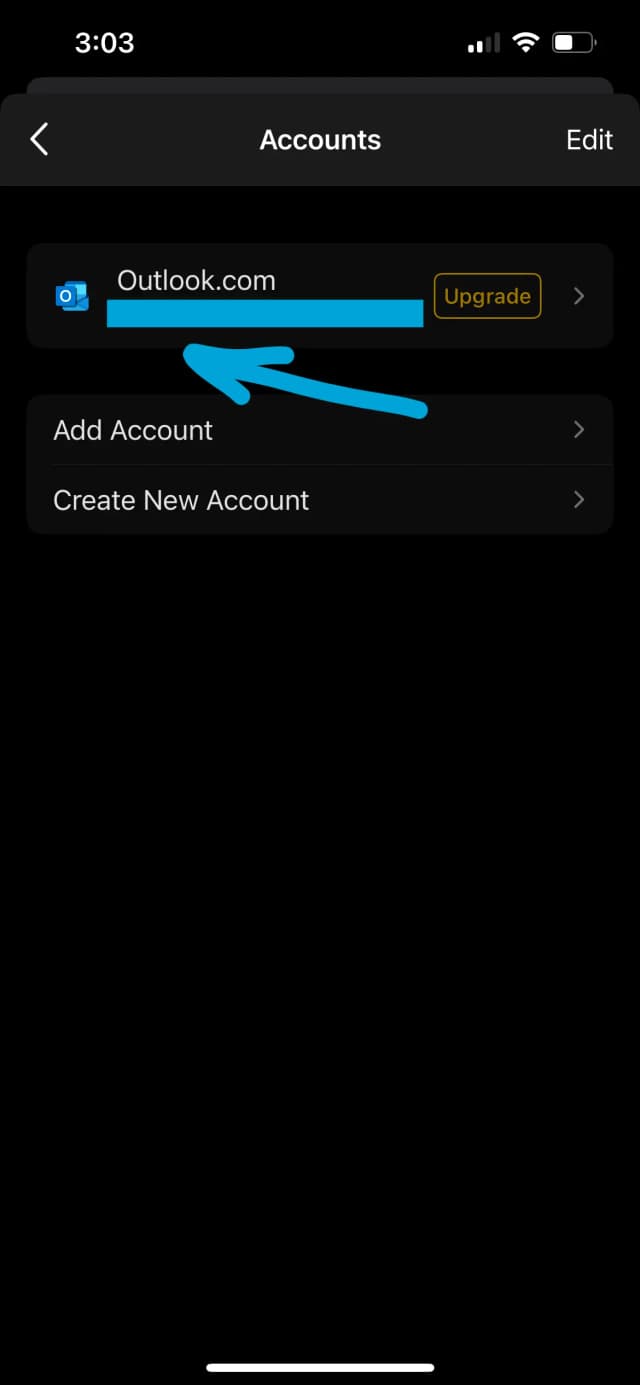 Tap the account you want to reset