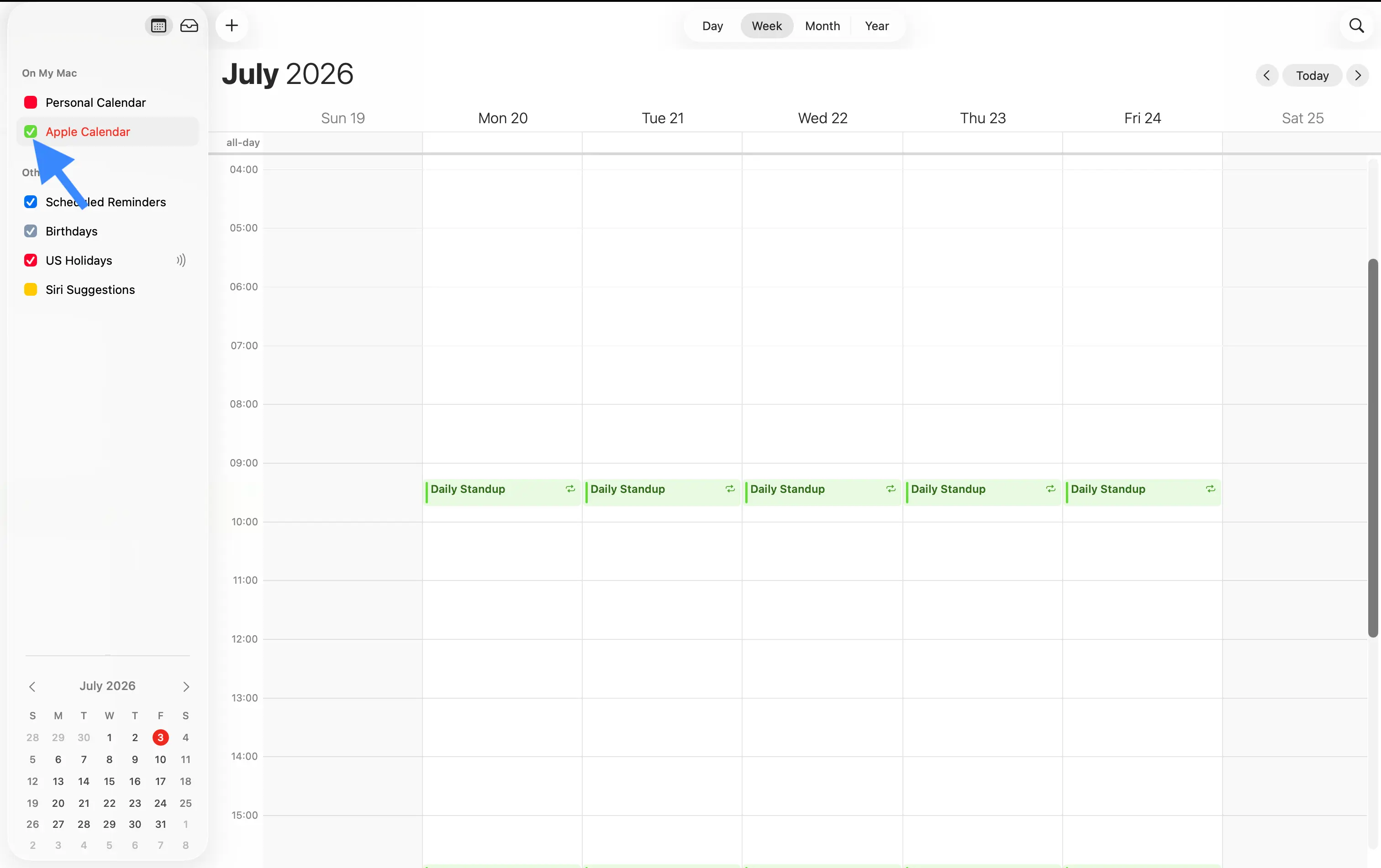 Seleziona il calendario iCloud che vuoi unire