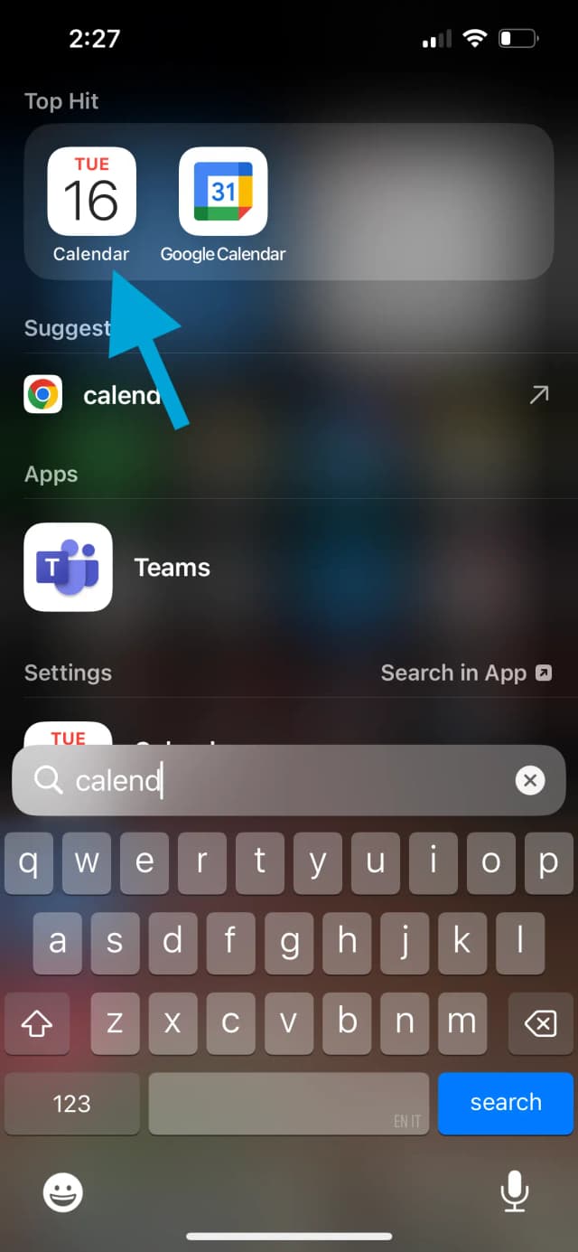iPhoneでカレンダーアプリを開く
