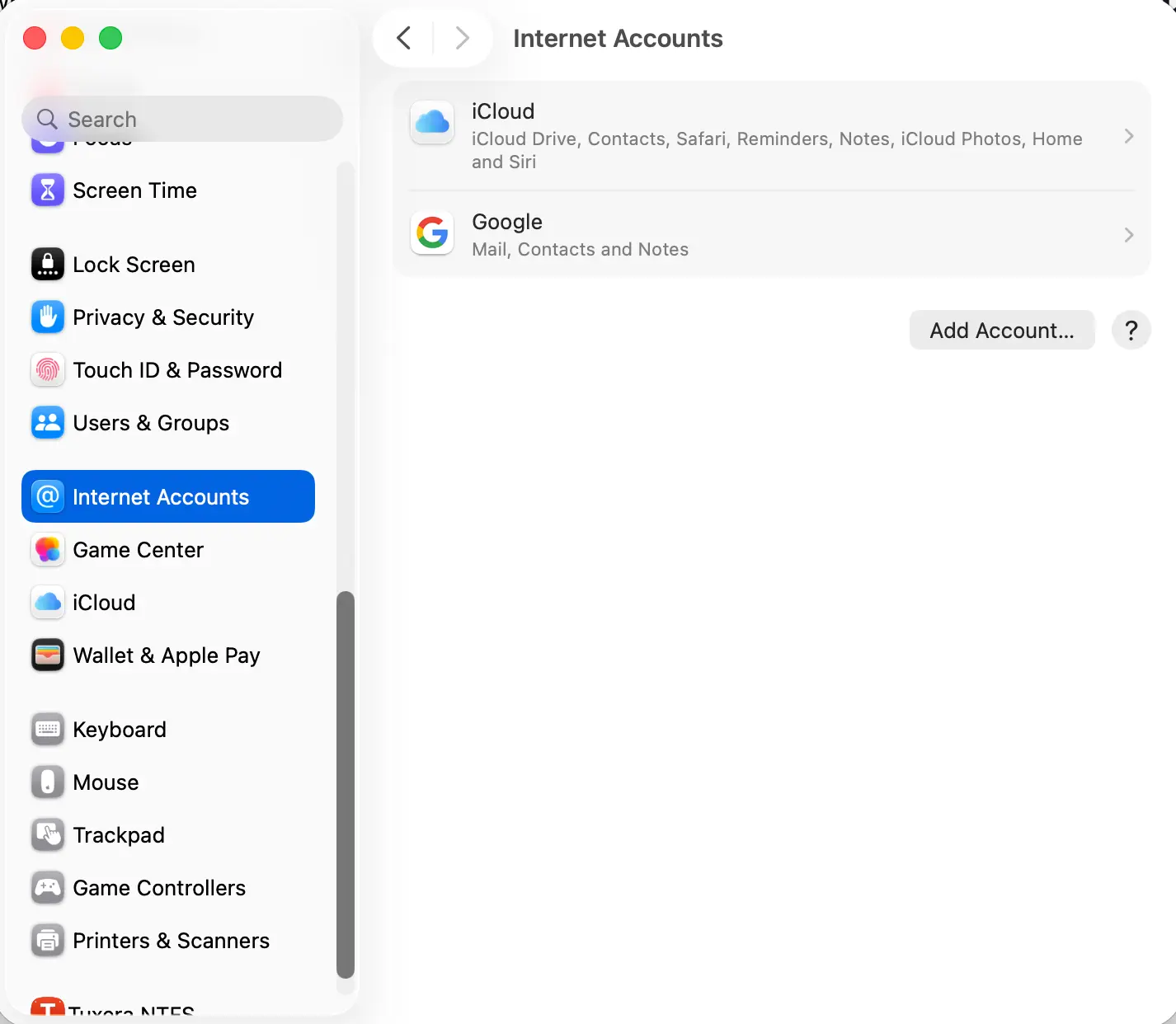 Ein Outlook-Konto in Internetaccounts auf dem Mac hinzufügen