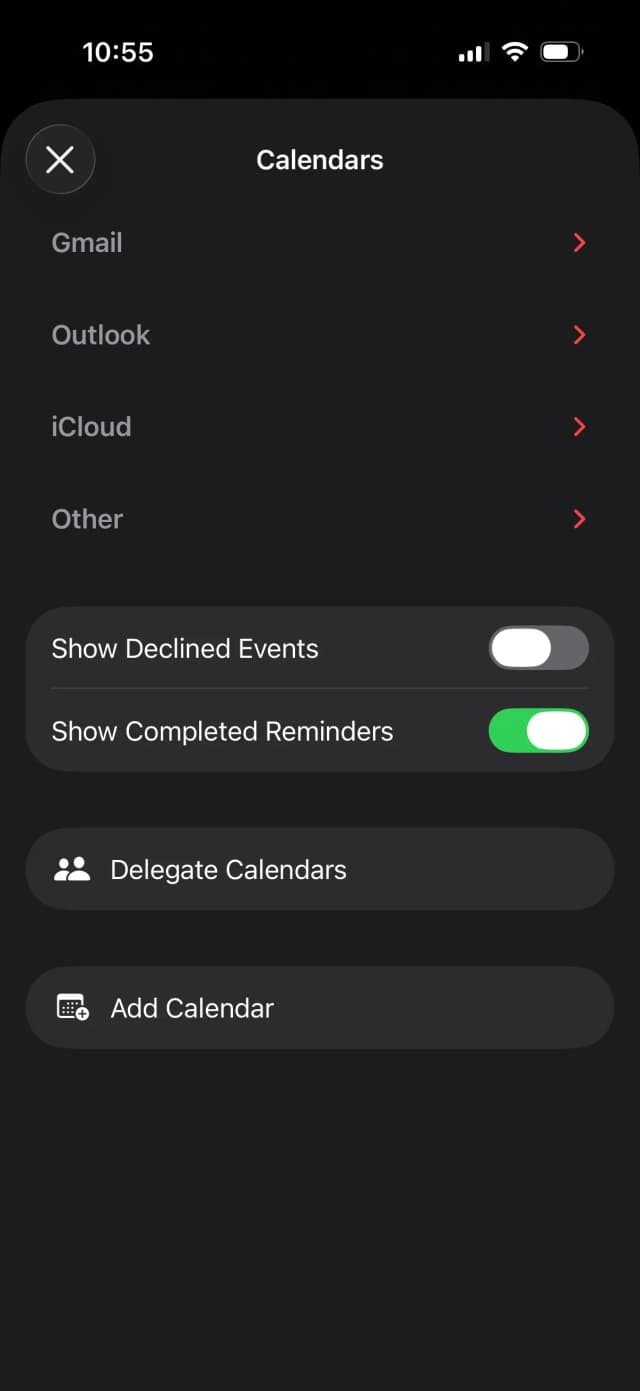 Outlook-Kalender werden in der iPhone Kalender App angezeigt