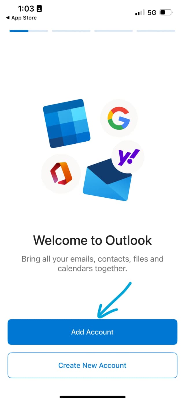 OutlookアプリにMicrosoftアカウントを追加