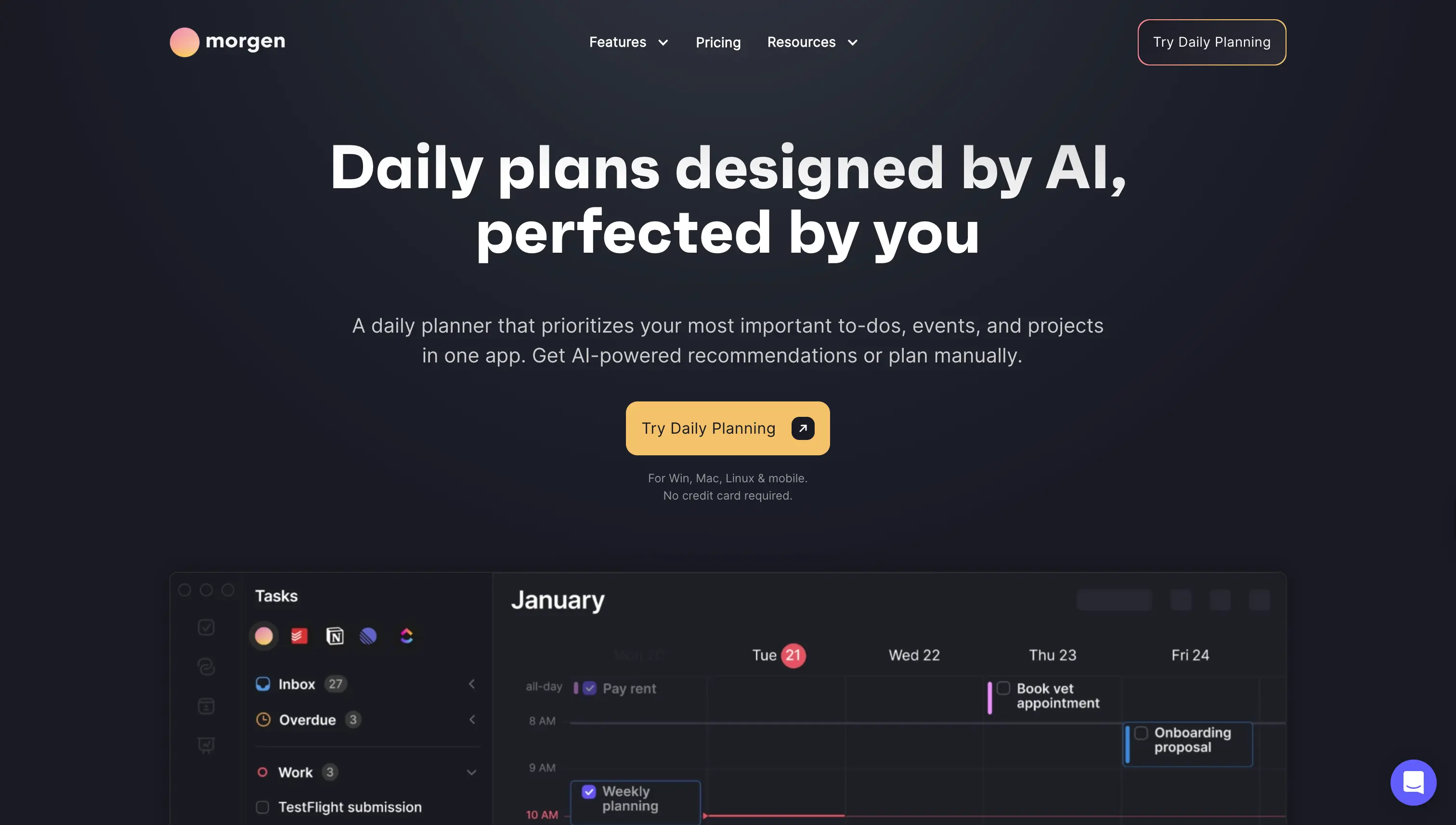 Morgen Landing Page