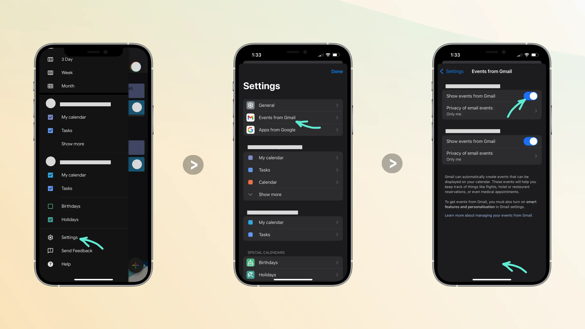 Enable Show Events From Gmail
