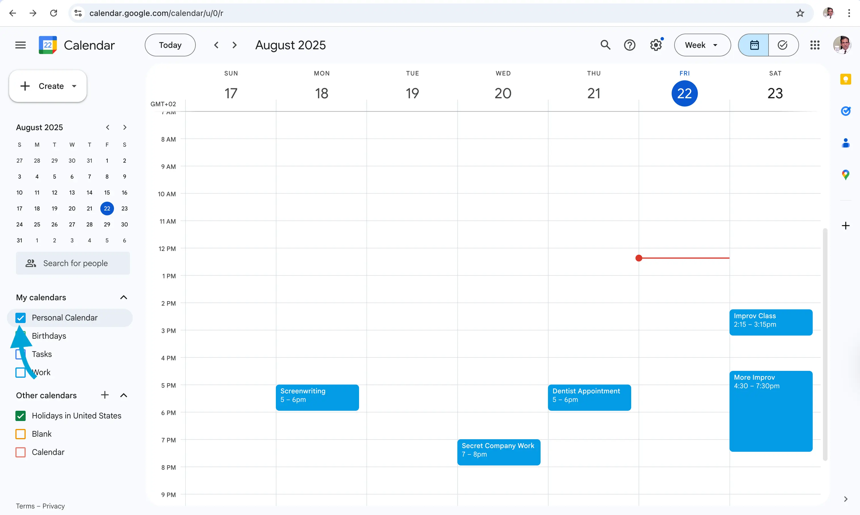 Make sure the calendar is visible