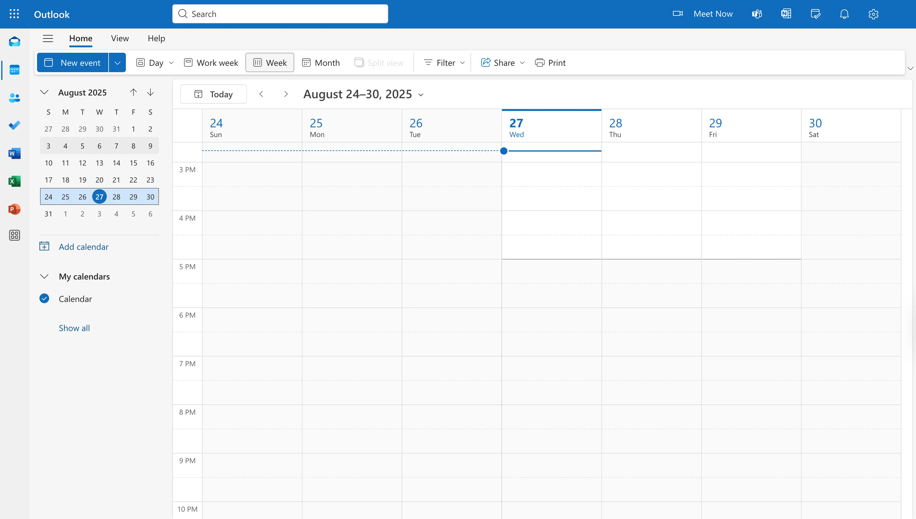 Open Outlook Calendar on web