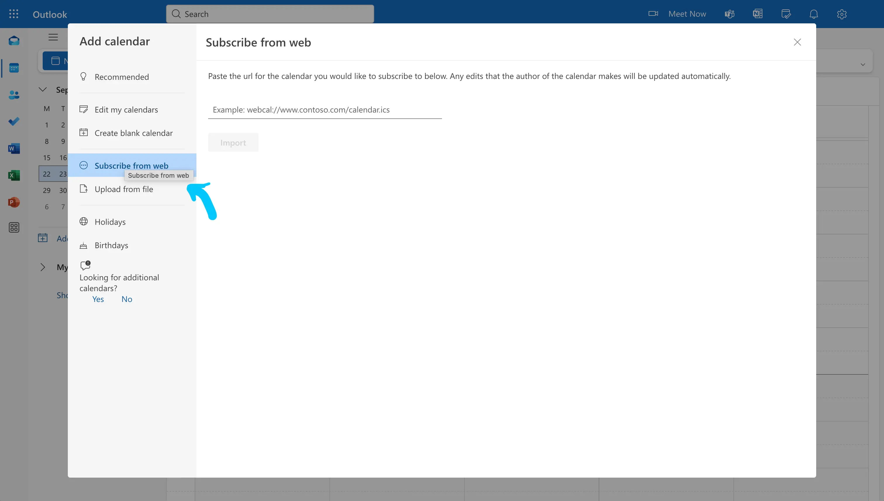 「Webから登録」をクリック