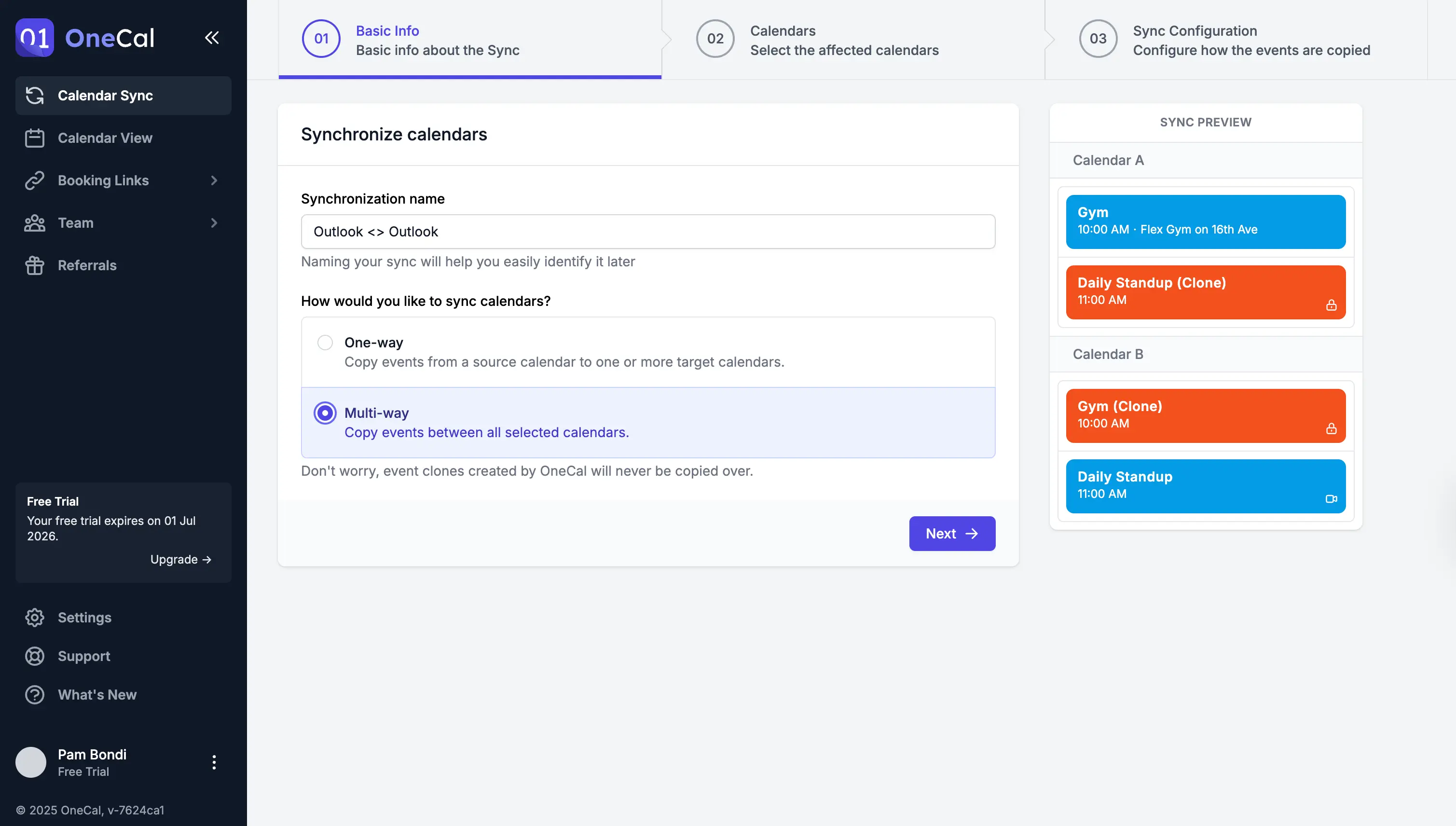 OneCal - Informazioni di base sulla sincronizzazione del calendario