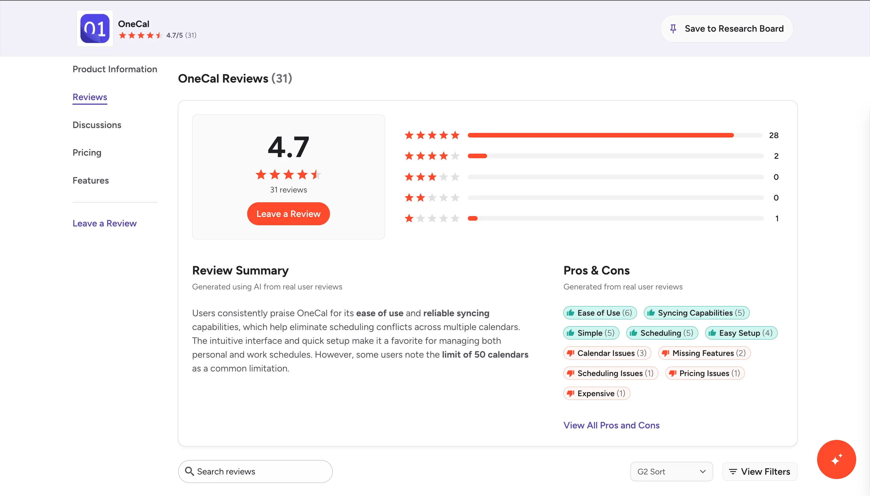 OneCal Reviews on G2